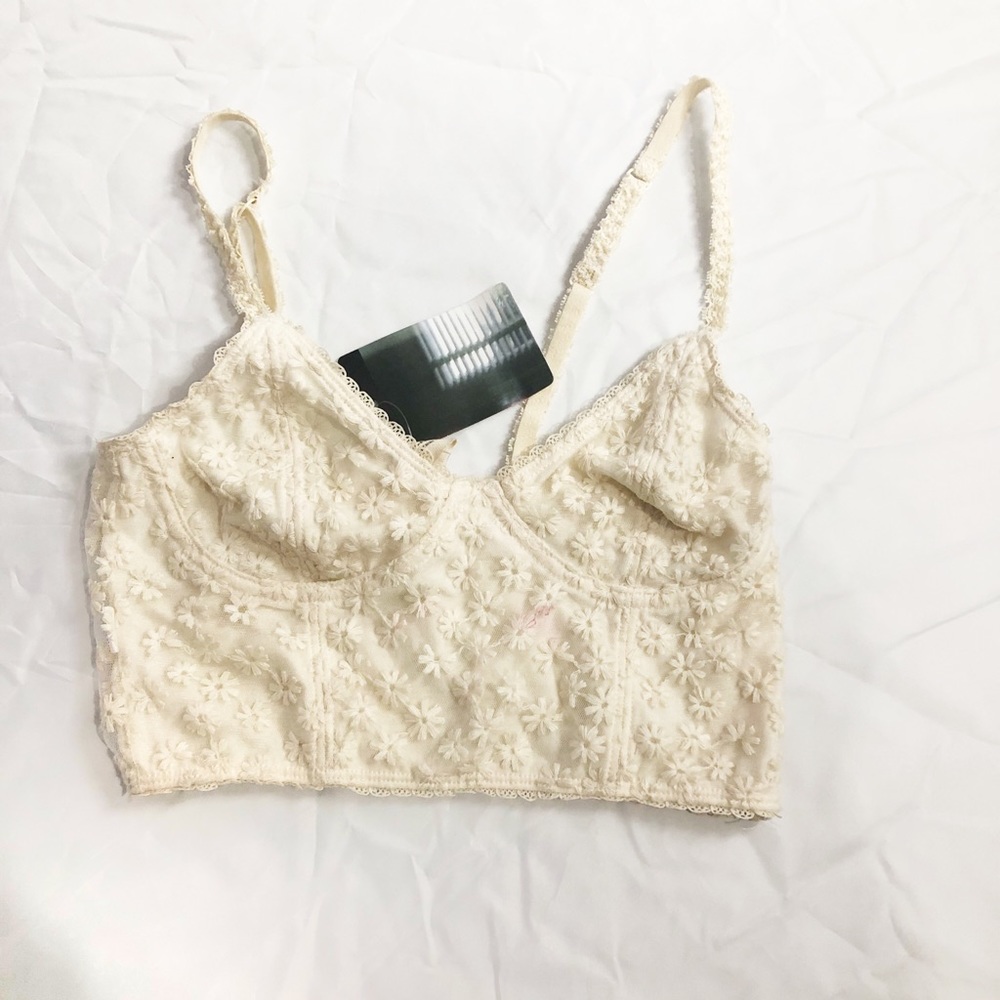 Urban Outfitters white daisy mesh Bralette